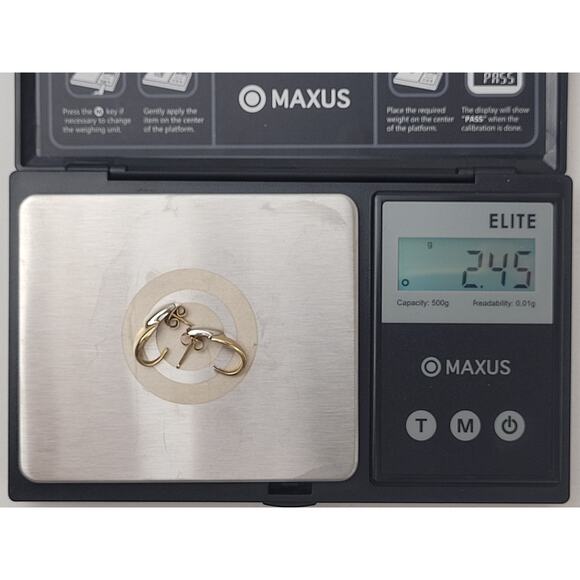 14K Yellow & White Gold 5/8" Length Geometric Earrings 2.45 Grams - Picture 6 of 6